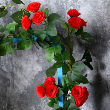 Umetne Rastline za Dekoracijo Sten Ponaredek Cvetov Rose Rattan Trte Svile Visi Cvet za Dom Poroko Plantas Artificiais