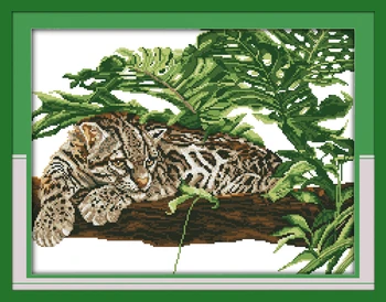 Veselje nedeljo živali slog Afriške Tiger na drevo navzkrižno šiv vzorci za vezenje needlepoint obrti darilo za dekoracijo doma