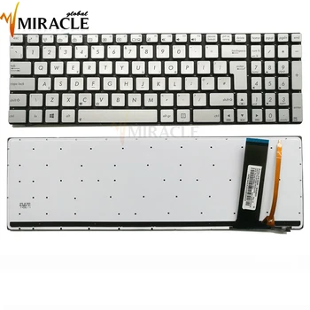 Laptop Tipkovnici za Asus N550 Q550 N76 N550LF N550J N550JA KRALJESTVU angleški srebra z osvetlitvijo Originalne nadomestne 0KN0-N43UK23