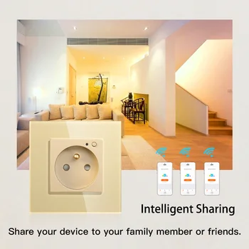 WiFi Smart električno Vtičnico Vtičnico Steklena Plošča, Smart Life/Tuya APP Remote Control,Deluje z Amazon Echo Alexa googlova Domača stran EU FR UK