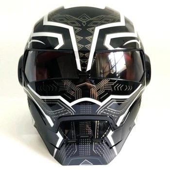 2019 Svetlo Black panther MASEI 610 IRONMAN Iron Man čelada motoristična pol čelada open face čelada za motokros, S, M, L, XL