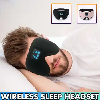 Bluetooth 5.0 3D Brezžične Stereo Slušalke Telefon Glavo Spanja Mehke Slušalke Spalna Oči Masko Glasbo, Slušalke Z MIKROFONOM