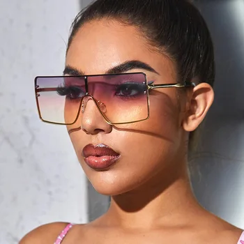 DENISA Luksuzne blagovne Znamke Kvadratnih sončna Očala Ženske 2020 Trendy Gradient Objektiv Prevelik sončna Očala Veliko Odtenkov Kovinski Okvir Gafas G16081