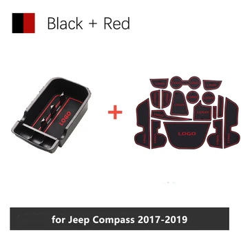 Avtomobilska dodatna Oprema za Jeep Compass 2017 2018 2019 Armrest Polje Shranjevanje, Nalaganje Tidying in Anti-Slip Gumo Vrata Reža za Pokal Mat