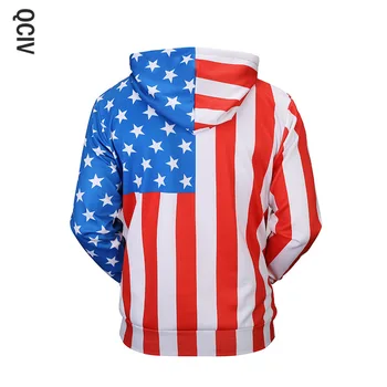 Nova Moda Hooded Majica Moški 3d Hoodies Tiskanja Rdeča Bela Modra ZDA Zastavo Unisex Puloverju Moških Oblačil Ulične blagovne Znamke