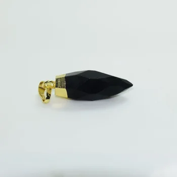 Črni Obsidian Kamen Obesek Naravne Ženske 2020 black gem kamen čarobne gumbe za Nakit, izdelava dolgo bullet zlato krono zdravljenje obraza