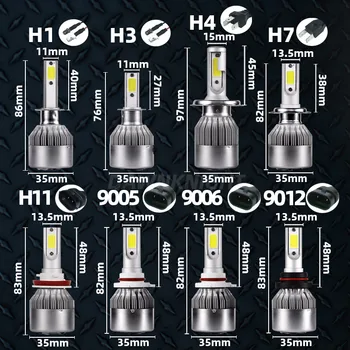 2pcs LED Žarometi H7, H11 H4 Hi/Lo H1/H3/H8/HB1/HB3/HB4/HB5/H13/H16/H27 9005 Avto LED Sijalka 3000K 4300K 6000K 8000K C6 COB