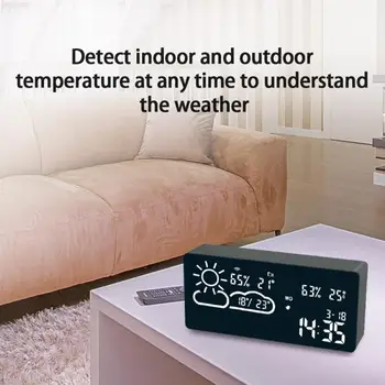 Digitalna Radio Budilka S Temperaturo In Vlažnost LED Ura APP WIFI Napoved Temperature, Spremljanje Dremež Funkcija Ure