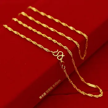 Korejski Moda Zlato Ogrlico 18K Zlato Žensk Poročni Nakit Elegantno Kača Verige ne Obesek Vodni Val Verige Novo Leto, Darila