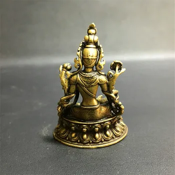 Trdna Baker Mini Baker Vklesan Zelena Tara Bodhisattva Kip Bude Feng Shui Miniature Figurice Doma Dekor Avto Okraski
