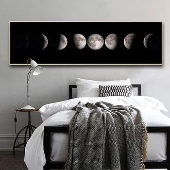 Luna Fazi Platno Plakat Črno Belo Art Tisk La Lune Dolgo Slikarstvo Nordijska Dekoracijo Povzetek Stenske Slike za dnevno Sobo