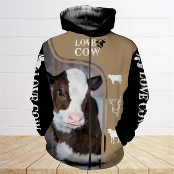 Krava, živali poklicnega izobraževanja in usposabljanja, kmetije veterinar, 3D Tiskanih hoodies Moških Harajuku Moda Hooded Majica Jeseni Unisex hoodie Padec ladijskega prometa