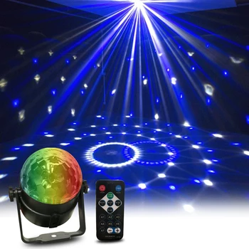 Zvok Vključen Obračanje Disco Krogla Stranka Luči Stroboskopske Luči 3W RGB LED Fazi Lučke Za Božič Doma KTV Božič Poročni Show