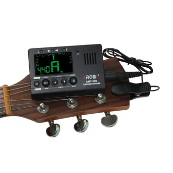 Aroma AMT-560 Električna Kitara Tuner & Metronom vgrajeni Mikrofon z Pickup Kabel 6.3 mm za Violino Ukulele Univerzalni Prenosni