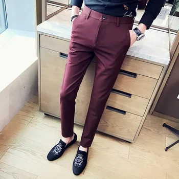 2019 nov modni Mens Priložnostne Hlače visoko kakovost blagovne Znamke Delo Hlače moški Oblačila Bombaž Formalno Hlače moški, velikost 36 38