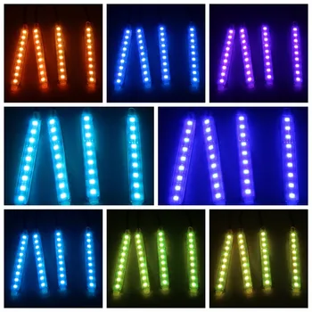 4x Avto RGB LED Trak Svetlobe, Več Barv Avto Notranje Dekorativne za Vzdušje Svetilke Z Daljinskim upravljalnikom
