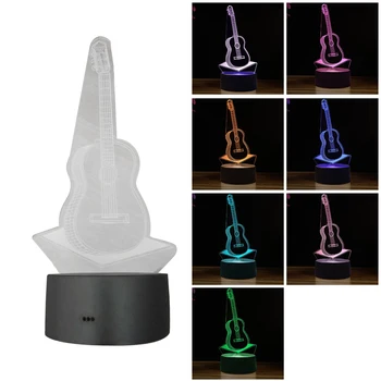 Kitara 3D Led Lučka Akrilno Ploščo Touch Senzor Znanja Doma Spalnica Dekoracijo 7 Barv USB Vzdušje Noč Svetlobe Otrok Xmas Darila