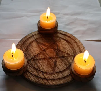 Astrologija Pentagram leseni Svečnik tabela Pentacle oltar ploščo Triquetra lesene Vedeževanje Wicca slovesnosti Dodatki