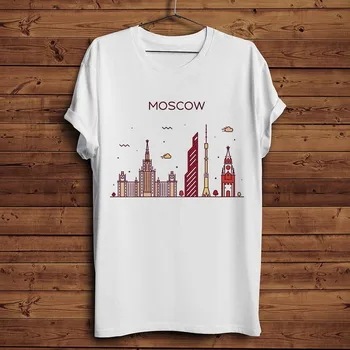 Evropa znanih mesto mejnik cool majica s kratkimi rokavi moški poletje novo white men kul geek tshirt London Moskva, Berlin, Pariz romov barcelona