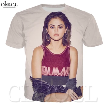 CLOOCL selena Gomez Ustvarjalne Harajuku T-shirt 3D Natisnjeni T-shirt korejski Poletje Priložnostne Nov Krog Vratu Unisex Majica