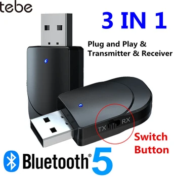 Tebe Bluetooth 5.0 Sprejemnik Oddajnik 3 V 1 Mini Stereo AUX RCA 3,5 mm Priključek USB, Avdio Brezžični Adapter Za TV PC Avto Slušalke