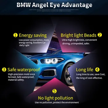 2pcs LED Avto-styling Halogenske Avtomobilski Žarometi Angel Eye Luči za BMW E39 E53 E60 E61 E63 E64 E65 E66 E83 E87 525i 530i Xi 545i M5