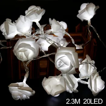 FENGRISE 2M 20 Rose LED Pravljice Niz Svetlobni Okraski za novoletne jelke Toplo Belo Svetlobo Božični Okraski Za Dom Božič 2017