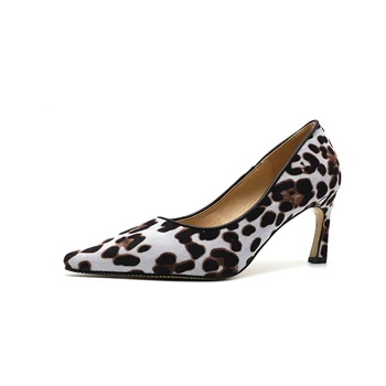 Osebno udobje vsestranski 7 cm Visoke Pete, Čevlji Seksi Leopard anti slip konicami prstov ženske čevlje