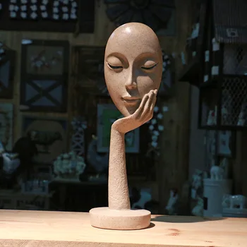 Skandinavski Znak Maske, Kipi, Dekoracijo Razmišljanje Lady Obraz Kipi Esculturas Decorativas Par Casa Mislec Desk Zaslon