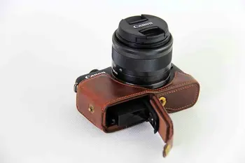 HQ Usnje Fotoaparat primeru Težko Vrečko Prijem trak za Canon Eos M10 M100 M200 s 15-45 mm Objektiv