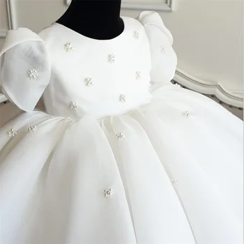 Baby 1. Rojstni dan, Poroko Obleko Pearl Princesa Dekleta Obleko Čipke Otroci Obleke Za Dekle Otroka, Krst Obleko Najstniških Žogo Obleke